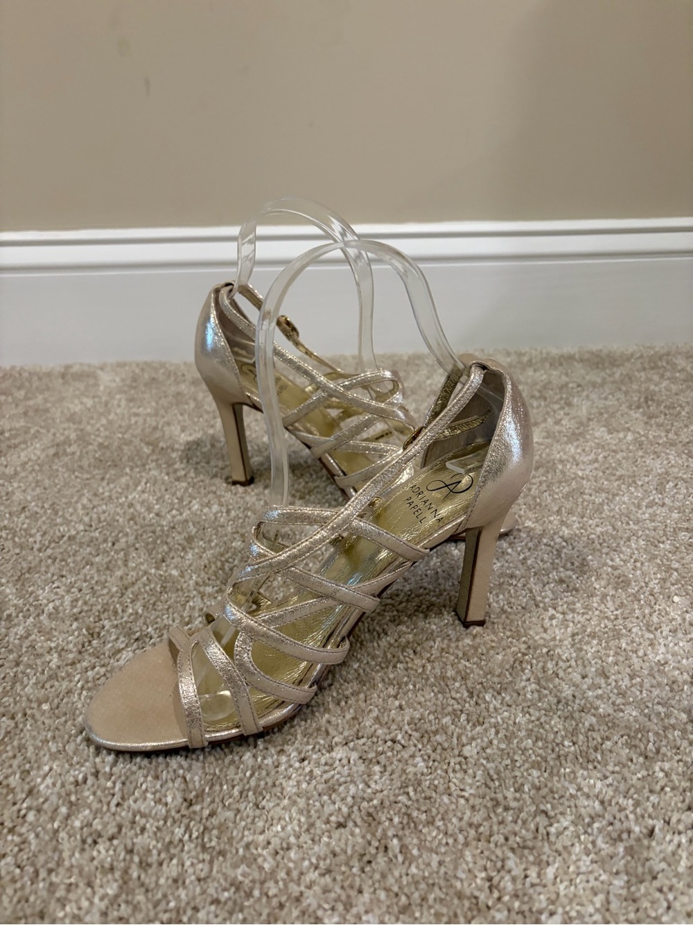 Adrianna Papell Shimmery Champagne Strappy Heels